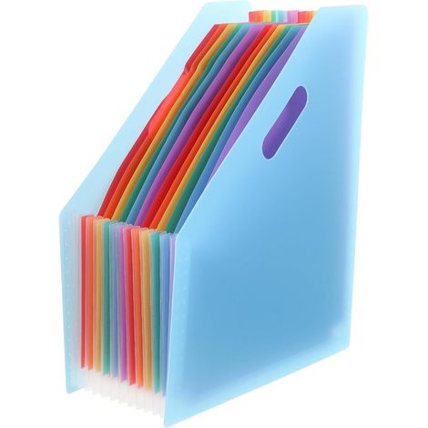 Organisateur de Fichiers Porte-Documents Extensible Portable Design Simple Grosse Capacité Accordéon A4 en Plastique Bleu pour Rangement Bureau (1/5)