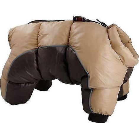 Ropa de invierno para perros: chaqueta súper abrigada de algodón grueso, impermeable, para perros pequeños, ideal para cachorros de bulldog francés. Color café. (1/5)