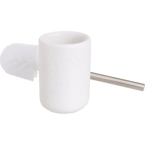 Brosse WC avec Porte-brosse de toilette en céramique coloris blanc - diamètre 12 x Hauteur 34 cm (1/3)