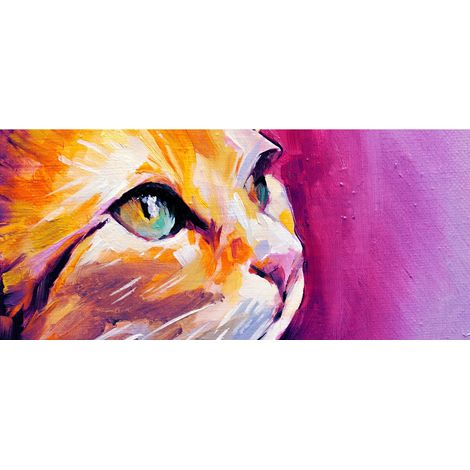 Tableau sur verre synthétique chat peint 65x145 cm - Impression sur Verre synthétique - Image HD  imprimée sur Verre synthétique - Tableau mural décoratif - Fabriqué en France (1/5)