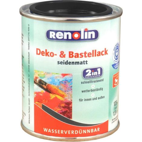 6x Renolin Bastel Lack 125ml Schwarz Dekoration Grundierung Lackierung Farben
