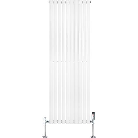 Radiatore Verticale Ovale 1800x600mm Bianco con Valvole TRV