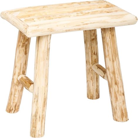 Tabouret en peuplier coloris naturel - Dim : L.34 x l.24 x H.32 cm -PEGANE