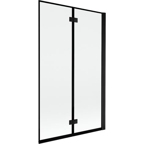 Mexen Mist paravento da bagno a 2 ante destro 110 x 150 cm, cornice nera, nero - 8A9-110-002-70-70-P (1/5)