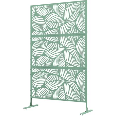 Panneau brise vue décoratif paravent extérieur vert à motif végétal en métal - 122 x 45 x 198 cm, vert (1/5)