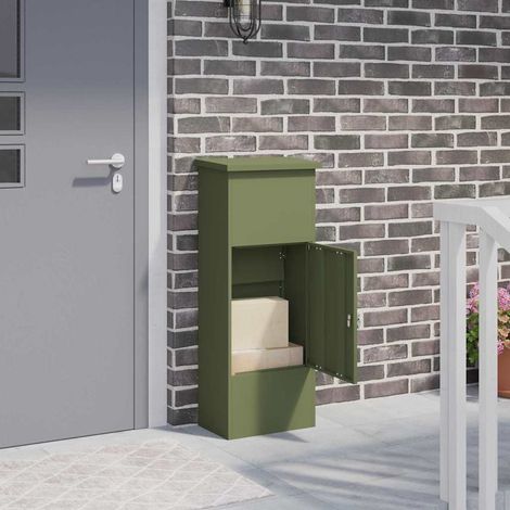 Paketdrop-Box mit Speicher Olivgrün 44,5 x 29 x 110,5 cm Stahl