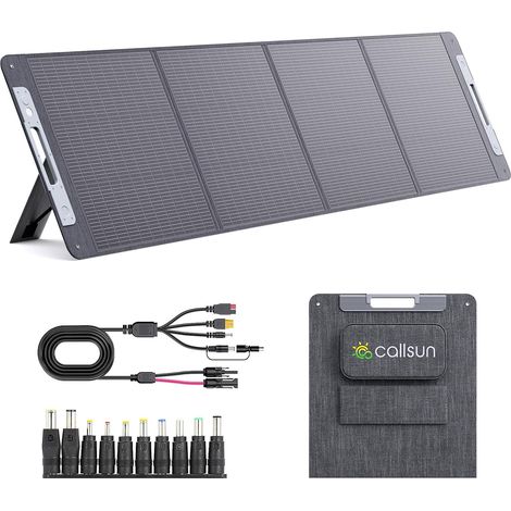 Panneau Solaire Portable 220W,N-Type 16BB Cellule Solaire Monocristalline,Indice d'Étanchéité IP67, Compatible avec La Plupart des Centrales Électriques, pour Randonnée Camping RV Pêche (1/5)