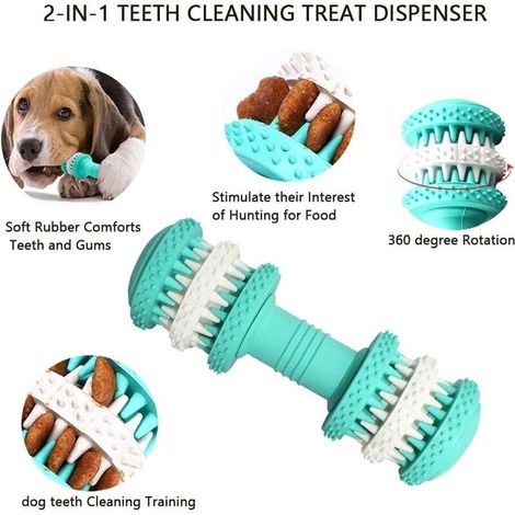 Giocattolo per cani, giocattolo da masticare indistruttibile per cani, giocattolo per cani in gomma naturale, distributore interattivo di snack per cani, giocattolo per cani di piccola e media taglia, (1/4)