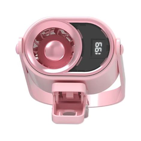 Ventilateur de voiture portable rose, ventilateur turbo rechargeable avec affichage intelligent, mini climatiseur rotatif à 360°, ventilateur à pince à 4 vitesses (1/5)
