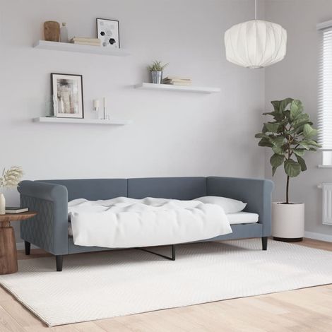 Day Bed without Mattress Dark Grey 90x190 cm Single Velvet vidaXL (1/5)