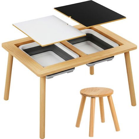 Sensory Table with Chair, Beech Wood, Double-Sided (1/5)