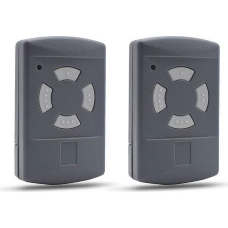 Télécommande Porte Garage - 40,685 MHz - Compatible HSE2 HSE4 HS2 HS4 HSM2 HSM4 - Bouton Gris - Lot de 2 (1/4)