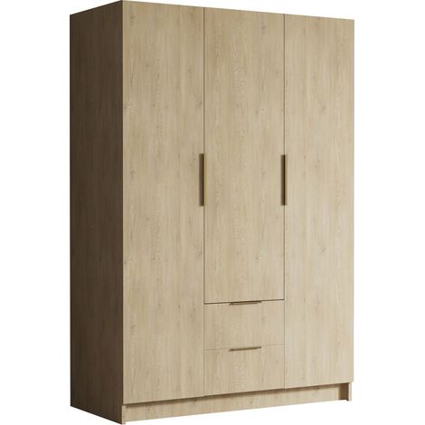 Armario Closico Calvron I, Roble, 216x150x60cm, Puertas de armario: Con bisagras, Número de estantes: 0