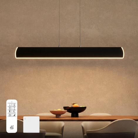 Mai & Mai Pendelleuchte Esstisch 100cm LED Hängelampe für Esszimmer, dimmbar Hängeleuchte mit Fernbedienung, 20W matt Schwarz Esstischlampe für Wohnzimmer Schlafzimmer Alivetta3730 (1/5)