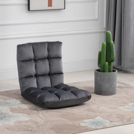 Sedia da pavimento pieghevole 3 in 1 con schienale regolabile 13 posizioni grigio scuro OKWISH (1/5)