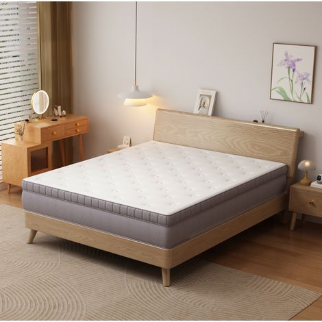 Materasso 140x200x25 cm bianco antico in schiuma e molle a 7 zone con sostegno perimetrale (1/2)