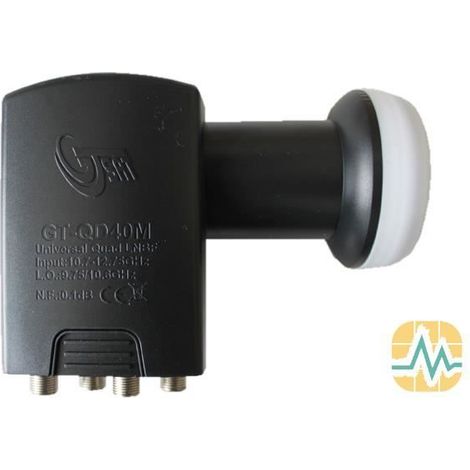 LNB QUAD - GTSAT - GT-QD40M - 4 Décodeurs - Plage de Fréquences 10.7-12.75 GHz - Protection Pluie (1/2)