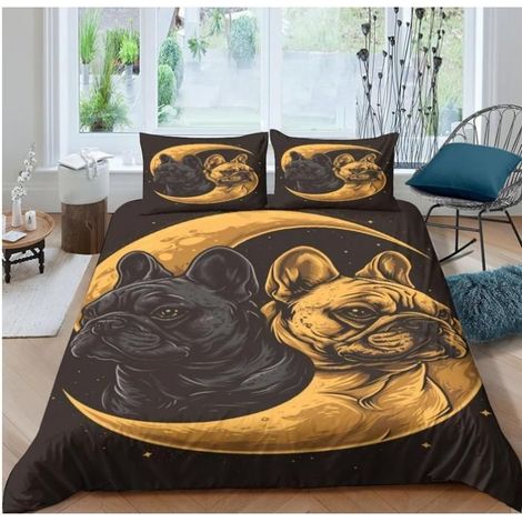 Bouledogue Français Housse De Couette 3 Pièces 3D Impression Animaux Parure De Lit Housse De Couette Et Taie 220x240 cm - O6E (1/4)