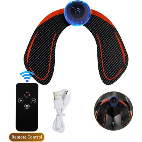 EMS Electric Muscle Stimulator for Abdominals, Fitness Stickers, Rechargeable, Body Massage, Wireless, LCD Screen, Glute Training Device 03543-AquaForge