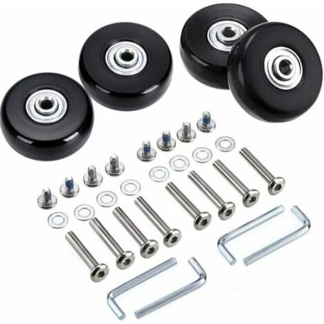 Lot de 4 roues de rechange pivotantes en caoutchouc pour valise, 45 x 18 mm