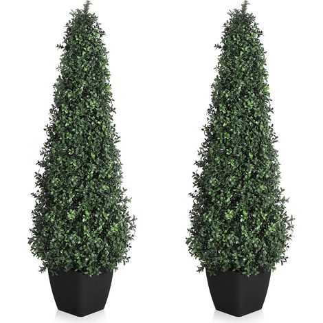 Arbres topiaires artificiels buis réalistes pour décoration Maison/Jardin – Lot de 2 avec Feuillage Dense – Résistants UV, Hauteur 90 cm – 3FT(2PCS) (1/5)