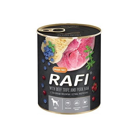 RAFI Grain Free konzerva pre psy hovädzie držky so šunkou 800 g