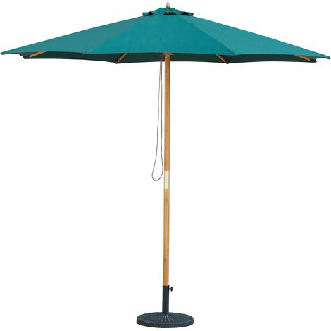 Mint Essentials Bali - Wooden Parasol - 2.95m - Hunter Green Weatherproof Fabric (1/3)