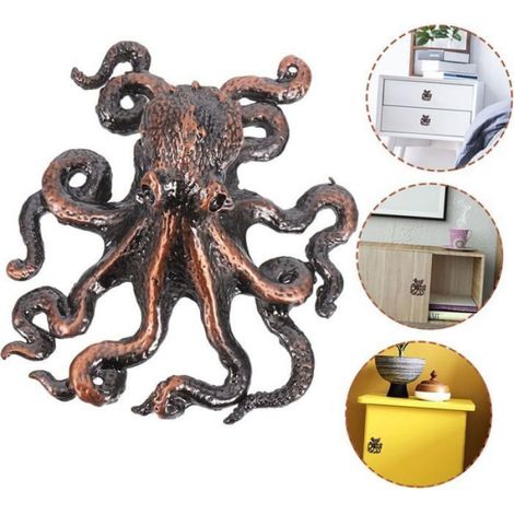 Poignée De Placard - Design Pieuvre Nautique - En Alliage De Zinc - Pour Armoire Commode Tiroir Cuisine - Lot De 4 (1/5)