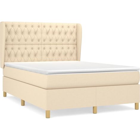 Maison Exclusive - Giroletto a Molle con Materasso Crema 140x200 cm in Tessuto (1/5)