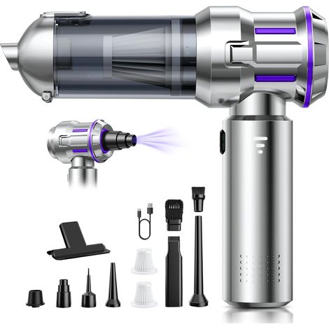 Aspirateur à Main, 25000Pa Aspirateur Voiture Sans Fil avec Vidage Automatique 1 Touche, 4-en-1 Mini Aspirateur, Moteur sans Balai, 3 Niveaux, Idéal pour les Poils D'animaux, Voiture, Maison (1/5)