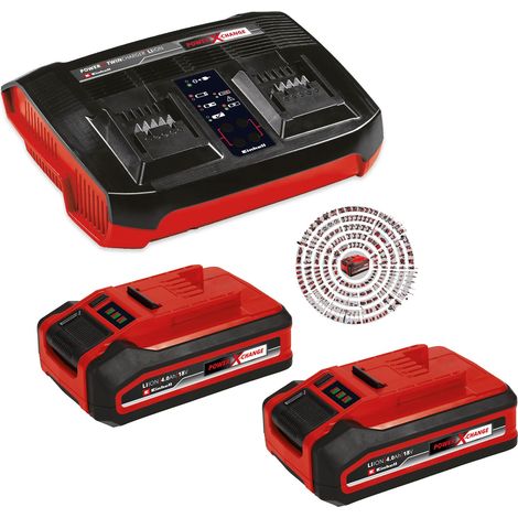 Einhell 18v 4.0ah PLUS Starter Kit 2 x 4.0Ah Batteries + Dual Port Twin Charger (1/5)