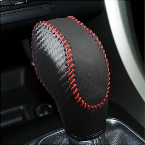 Pommeau Levier Vitesse Rechange Pour Ford Pour Ecosport Pour Edge Pour Mondeo Pour Fusion Pour S-MAX 2013-2018 Housse Pommeau Levier Vitesse Automatique(Carbon red line) (1/2)