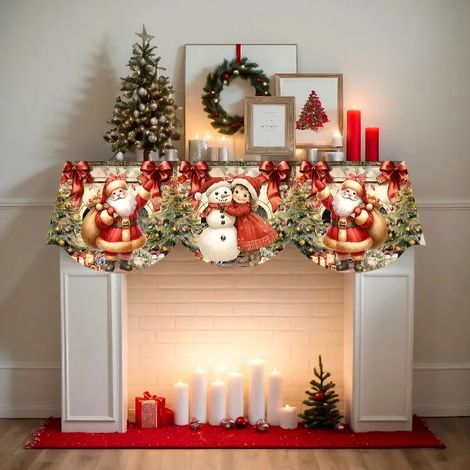 Weihnachtlicher Kaminschal – geeignet für das Esszimmer – einseitig bedruckter Schmuck – 200 x 50 cm (1/4)
