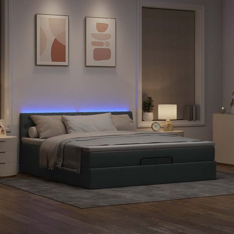 vidaXL Struttura Letto Pouf con Materassi 200x200 cm in Tessuto (1/5)