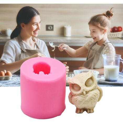 Wiederverwendbare 3D-Eulen-Silikonform für Fondantkerzen, sichere Form zum Dekorieren von Kuchen, Pralinen und Süßigkeiten (1/4)