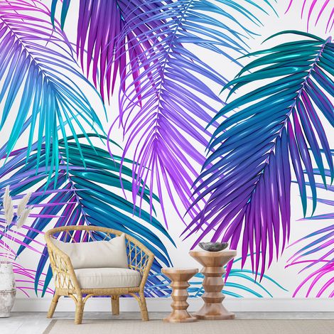 Papier peint panoramique - Feuilles tropicales - 130 cm x 93 cm (1/4)