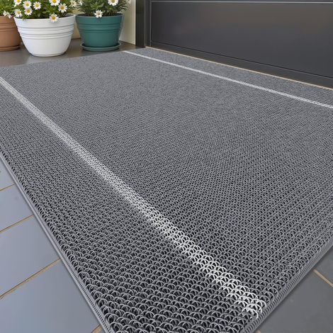 Color G Paillasson Extérieur, Tapis Exterieur Entree Robuste Antidérapant, Lavable, Essuyer Chaussure, Anti-Poussière, Tapis de Porte Extérieur Imperméable pour Entrée, Balcon, Jardin, 90x150 cm, Gris (1/5)