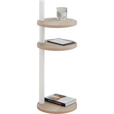 Table d'appoint ronde loft à 3 niveaux 30x30x97 cm métal blanc (1/5)