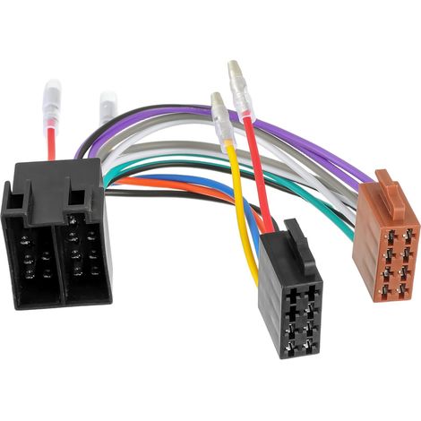 Câble adaptateur autoradio ISO, Adaptateur de Faisceau 16 Broches, Câble adaptateur radio de voiture avec fiche ISO femelle (1/5)