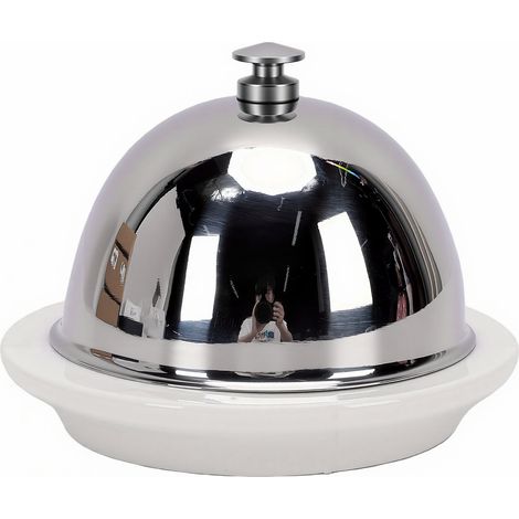 Beurrier en céramique avec couvercle en acier inoxydable, pot à fromage, bol à dessert pour la cuisine. (1/5)