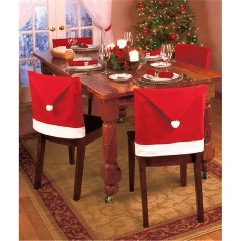 Housse de siège de chaise Noël 1PCS décoration salle à manger rouge (1/3)