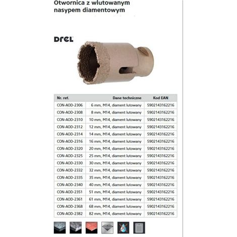 Corona Diamantada Drel M14 6mm - Perforación Profesional en Hormigón y Cerámica
