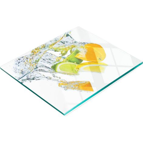 Elegante e resistente tagliere da cucina in vetro con motivo a agrumi, 60x52 cm. (1/5)