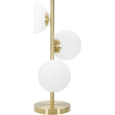 Lampada da Tavolo Minimalista con 3 Sfere in Vetro Bianco opalino Design Elegante per Illuminare e Decorare Spazi Interni Adatta a Comodini Scrivanie e Tavolini Altezza 61 cm