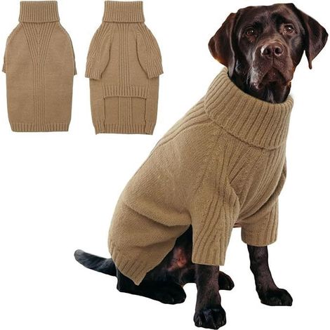Pull-over Chien - Pull En Acrylique Tricoté - Col Haut - Pour Chiens À Poil Court - Taille L (1/4)