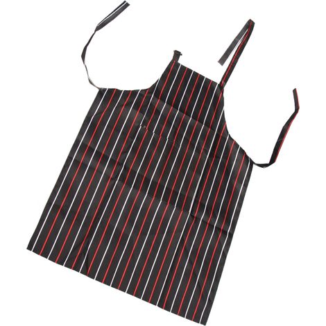 Tablier de cuisine imperméable réglable avec 2 poches pour cuisiniers, boulangers, restaurants – Rayures rouges et blanches (1/5)