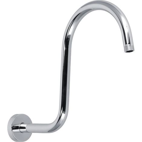 Bras de douche en forme de S, extension de bras de douche à col de cygne Remplacement de tuyau en acier inoxydable massif robuste pour pommeau de douche de salle de bain (bras de douche plaqué) (1/5)