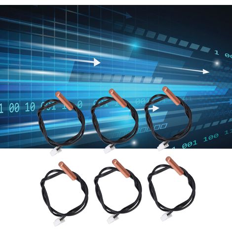 Sonda térmica NTC 10K con cable de cobre y PVC, resistente al agua, para medición remota de temperatura, compatible con aires acondicionados y refrigeradores (10 unidades) (1/5)