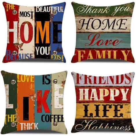 Housse de Coussin Lot de 4 45X45cm Décoratif Canapé Taie d'oreiller Decoration Canapé Housses de Coussin Décoration pour Chambre Lit Jardin Canapé Chaise (1/5)