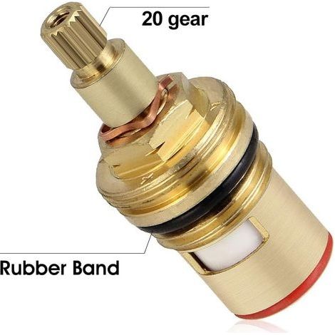 2 Stück Keramikscheiben-Spülkopf, DECARETA 1/2" Keramikkartuschen, Universal-Ersatz für Messingarmaturen, 20 Kerben x 53 mm, Ersatz für Küche und Bad (Warm- und Kaltwasser) (1/4)
